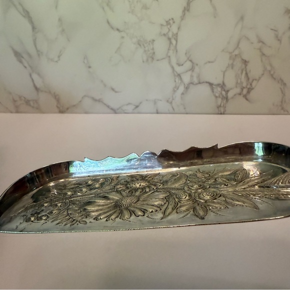 Antique elegant crumb catcher silver with mother of pearl handle - Picture 12 of 13